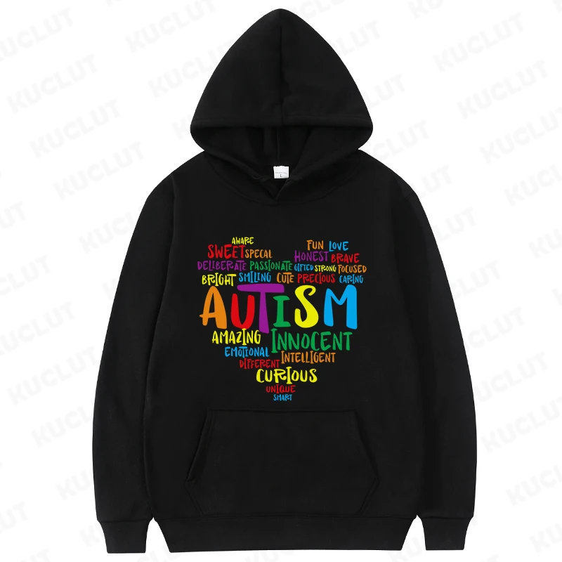 Woman Hoodies Live Love Accept Autism Awareness Y2k Clothes Awareness Month Hoody Long Sleeve Sweatshirts Outerwears Hooded