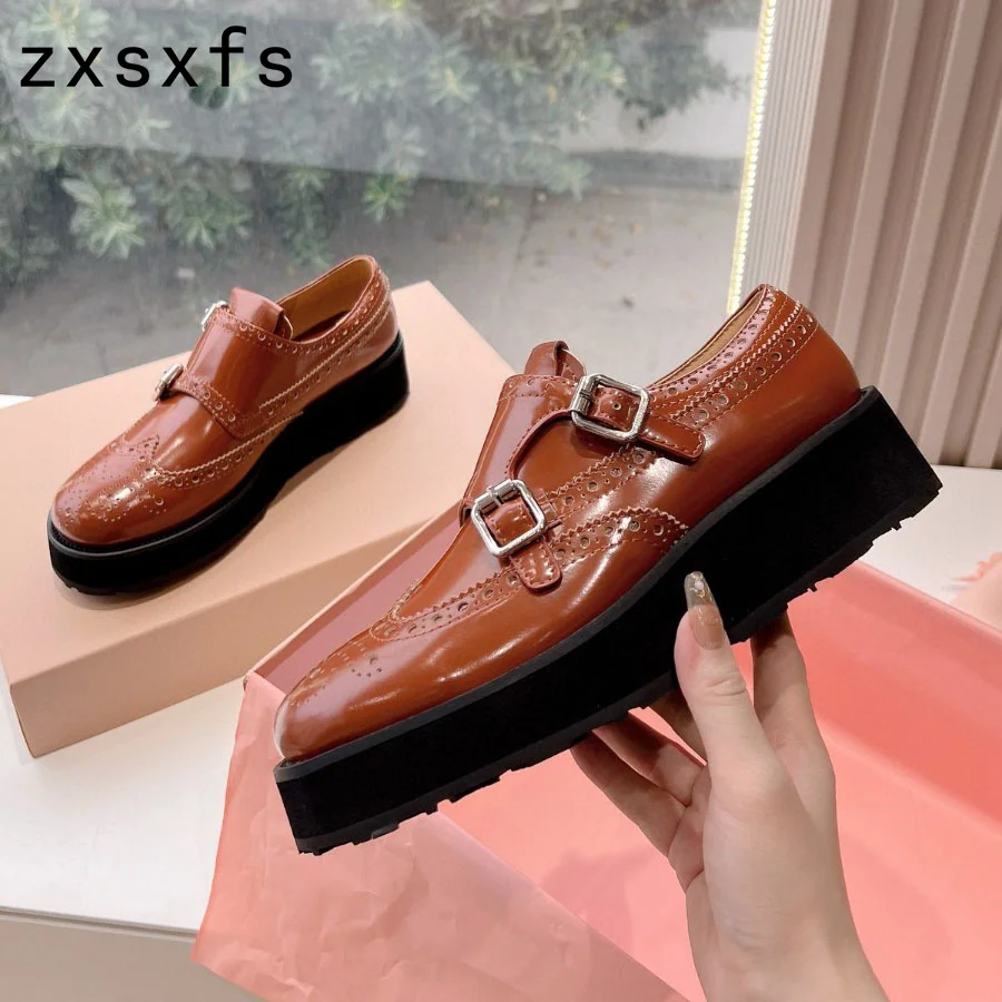 

Spring Real Leather Loafers Casual Shoes Women Daily Slip On Mary Janes Shoes Office Ladies Square Heel Career Shoes For Women