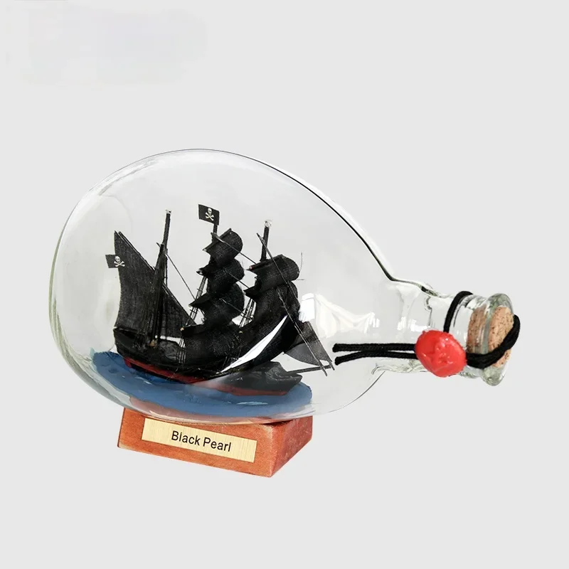 Black Pearl Bottle-In-Bottle Glass Drifting Bottle Wishing Bottle Creative Crafts Gift Small Decoration