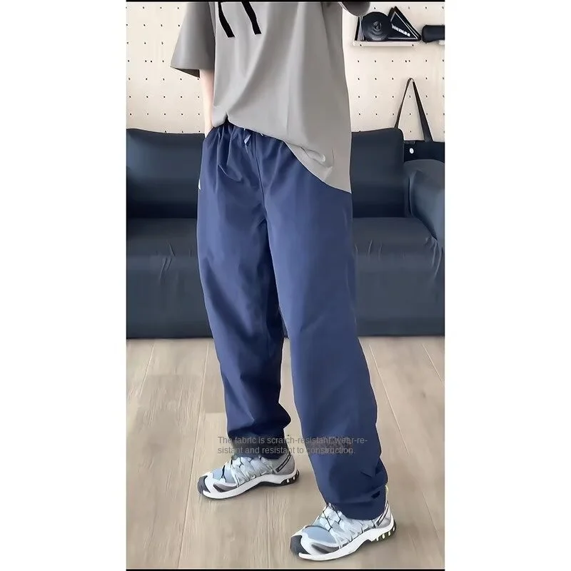 

Темно-синие брюки с треугольным логотипом, мужские летние тонкие быстросохнущие водонепроницаемые штурмовые брюки, прямые спортивные рабочие брюки на открытом воздухе