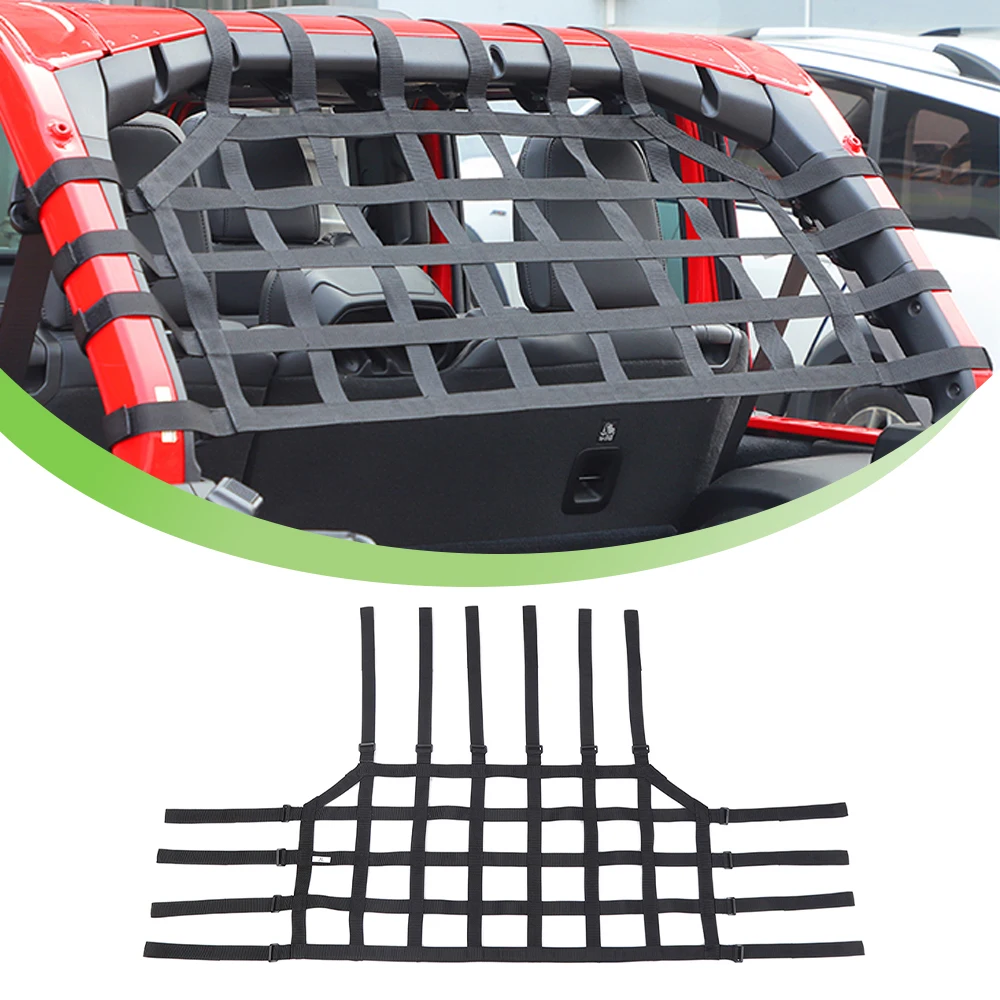 Rear Trunk Cargo Storage Adjustable Elastic Weaving Net for Jeep Wrangler JL 2018 2019 2020 2021 2022 2023 Interior Accessories