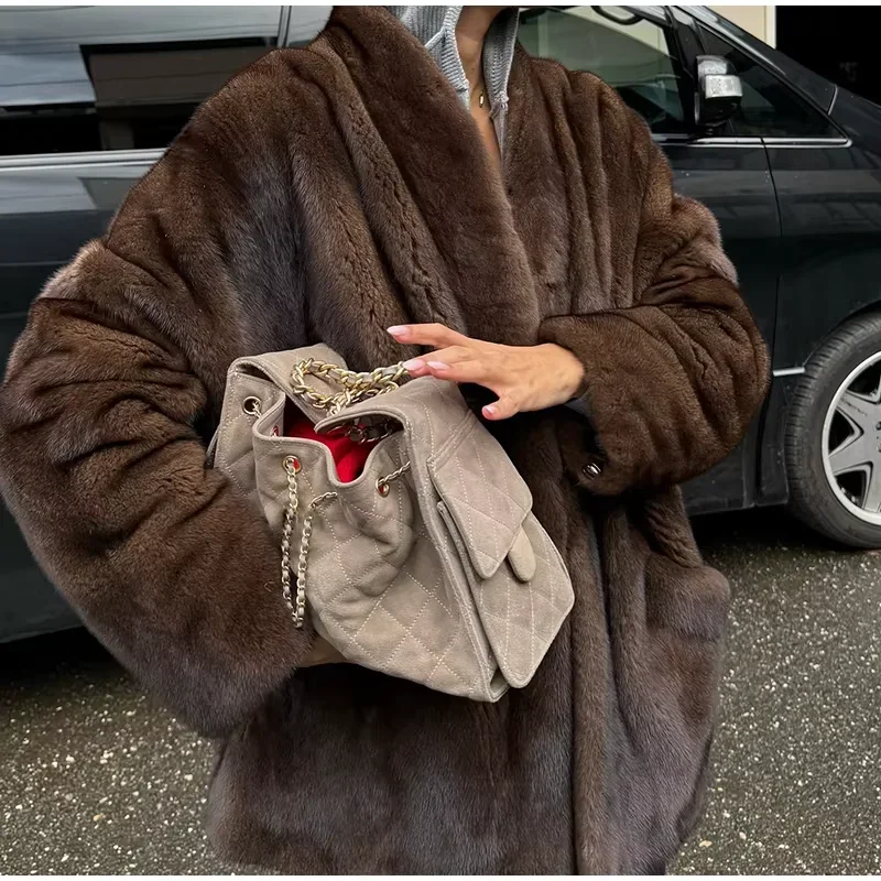 Women Solid Oversized Faux Fur Coat Shawl Collar Open Front Fluffy Thick Furry Jacket 2026 Loose Warm Winter Chic Streetwear New