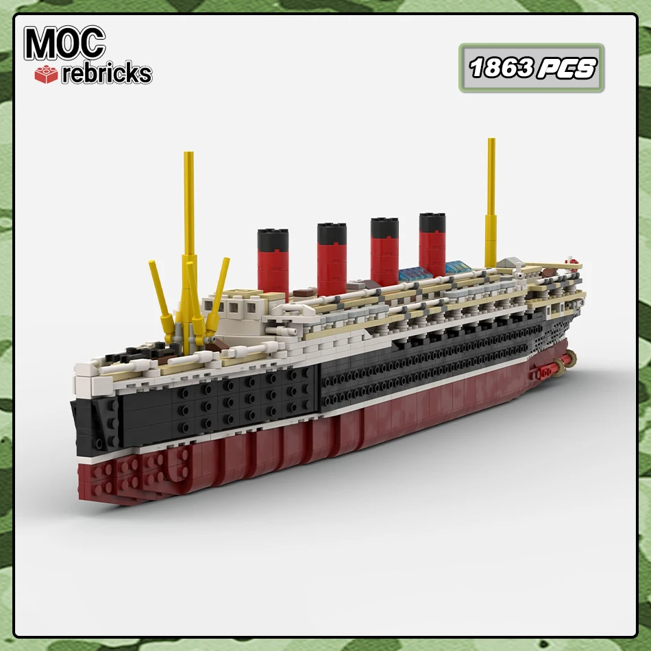 Ocean Going Liner RMS Lusitania Model MOC Passenger Going Ship Building Blocks Small Parts Bricks Toys Kids Puzzle Gifts