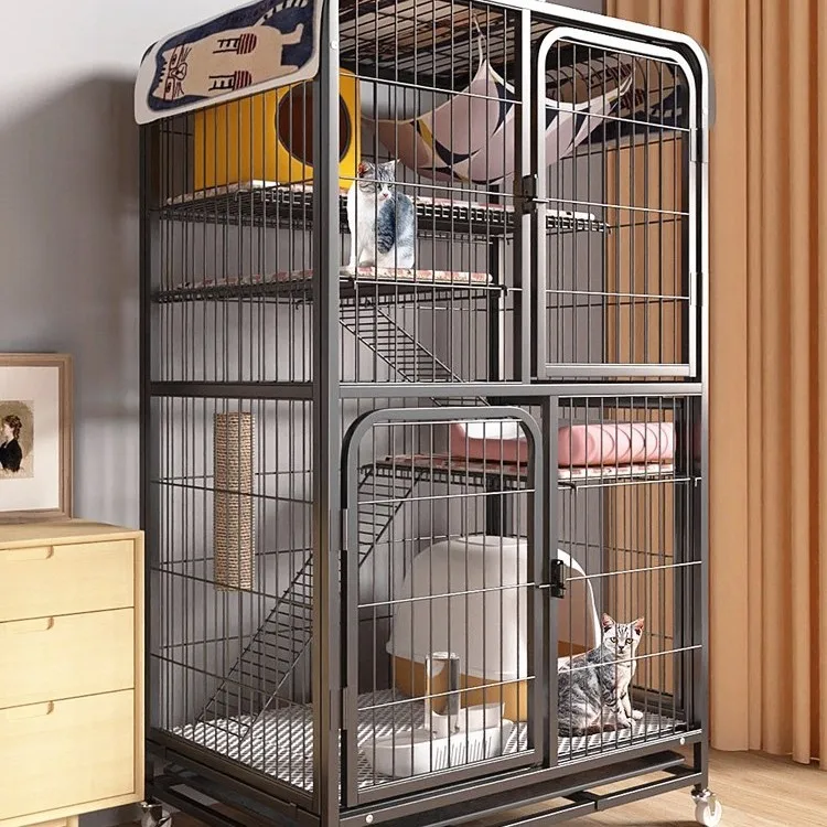 Practical Cat Cage Home Indoor Large Free Space Villa Castle Cage Climbing House