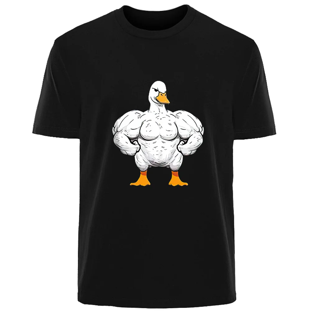 Fun Strong Duck Print Summer High Quality Men\'s 100% cotton comfortable Breathable casual T-shirt for men outdoor street wear