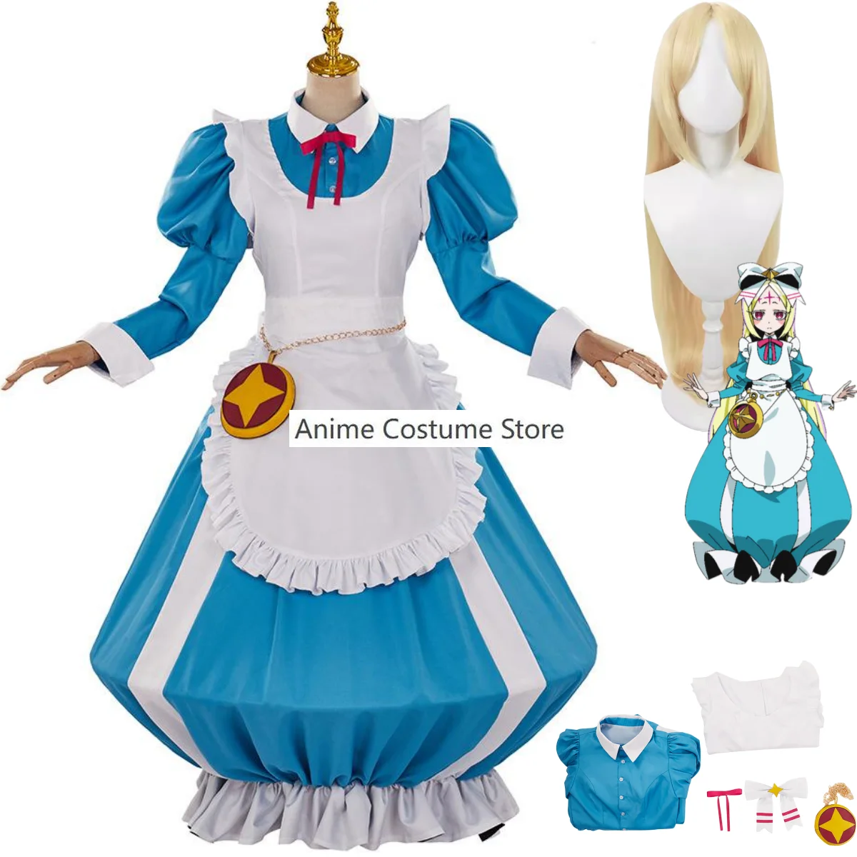 Anime Gushing Over Magical Girls Morino Korisu Cosplay Costume I Admire Magical Girls Wig Maid Attire Dress Woman Kawaii Suit