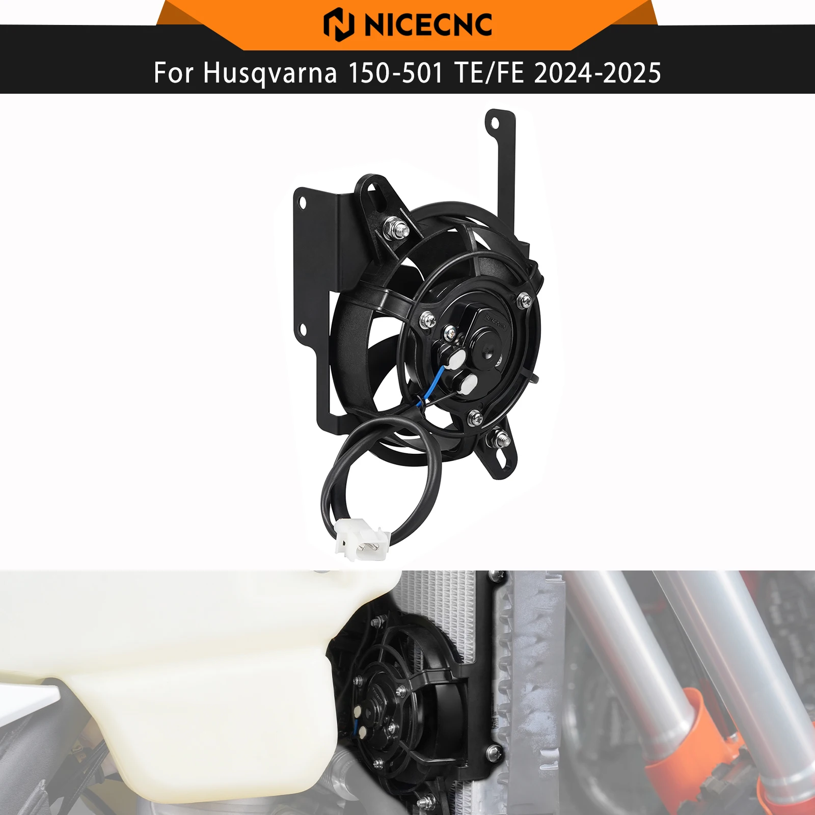 

NICECNC 12V TBI Electric Radiator Cooling Fan Kit For Husqvarna TE300 TE250 FE350 FE450 FE501 FE250 2024-2025 TX300 TC250 FX350