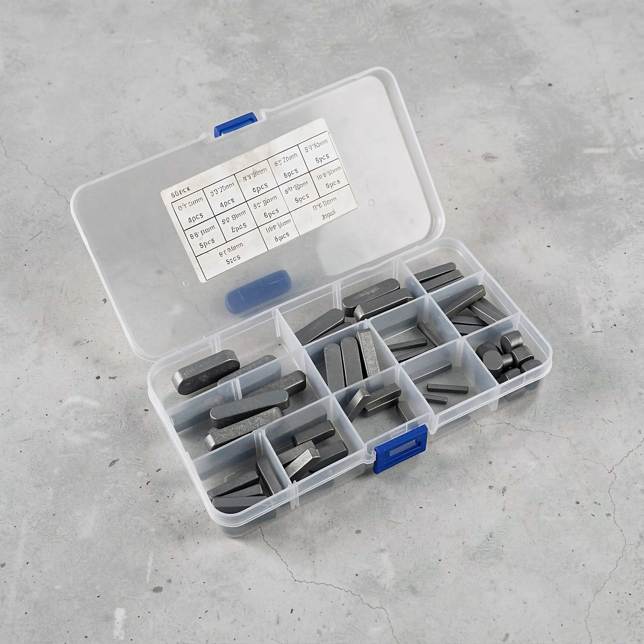 60Pcs Parallel Shaft Key Assortment Metric 3-12Mm Round End Precision Flat Set Industrial Machine Drive Repair