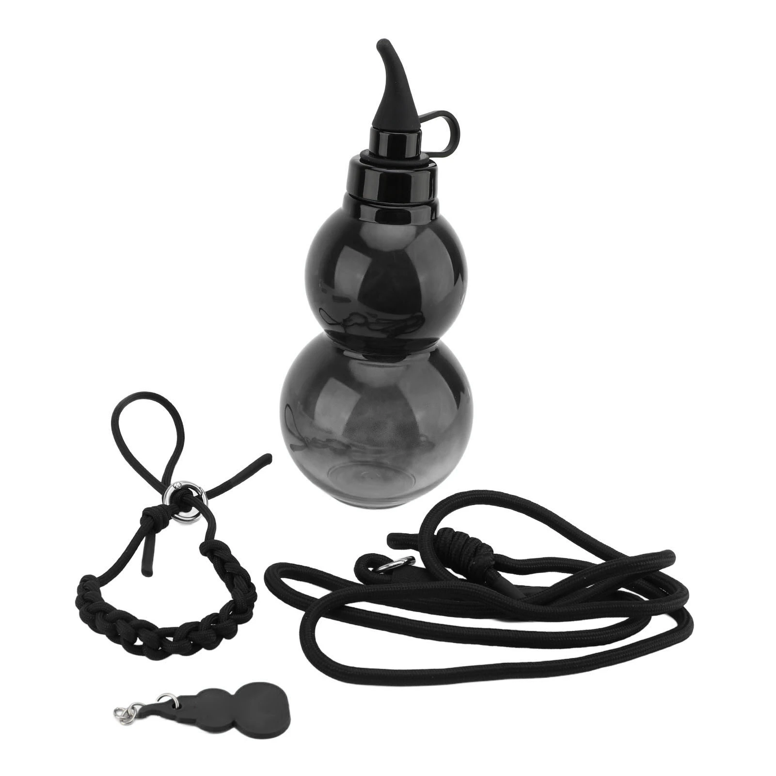 Gourd Sports Water Bottle 800ml Drop Proof Leak Proof Portable Gourd Drinking Bottle for Travel Black