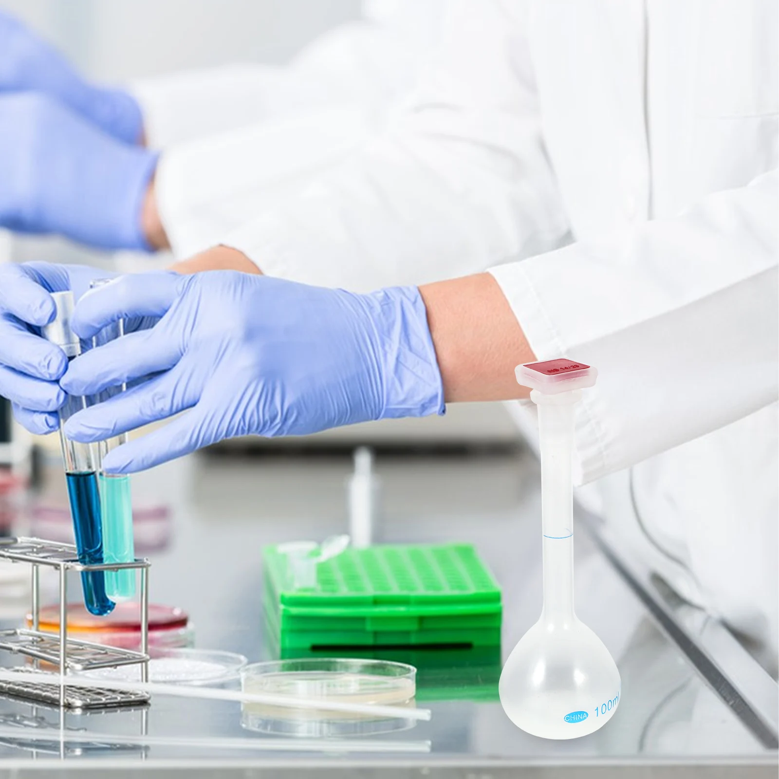 2pcs 100Ml 부피 플라스크 프리미엄 플라스틱 용량 병 재사용 가능한 경량 밀봉 내열성 빈 용기