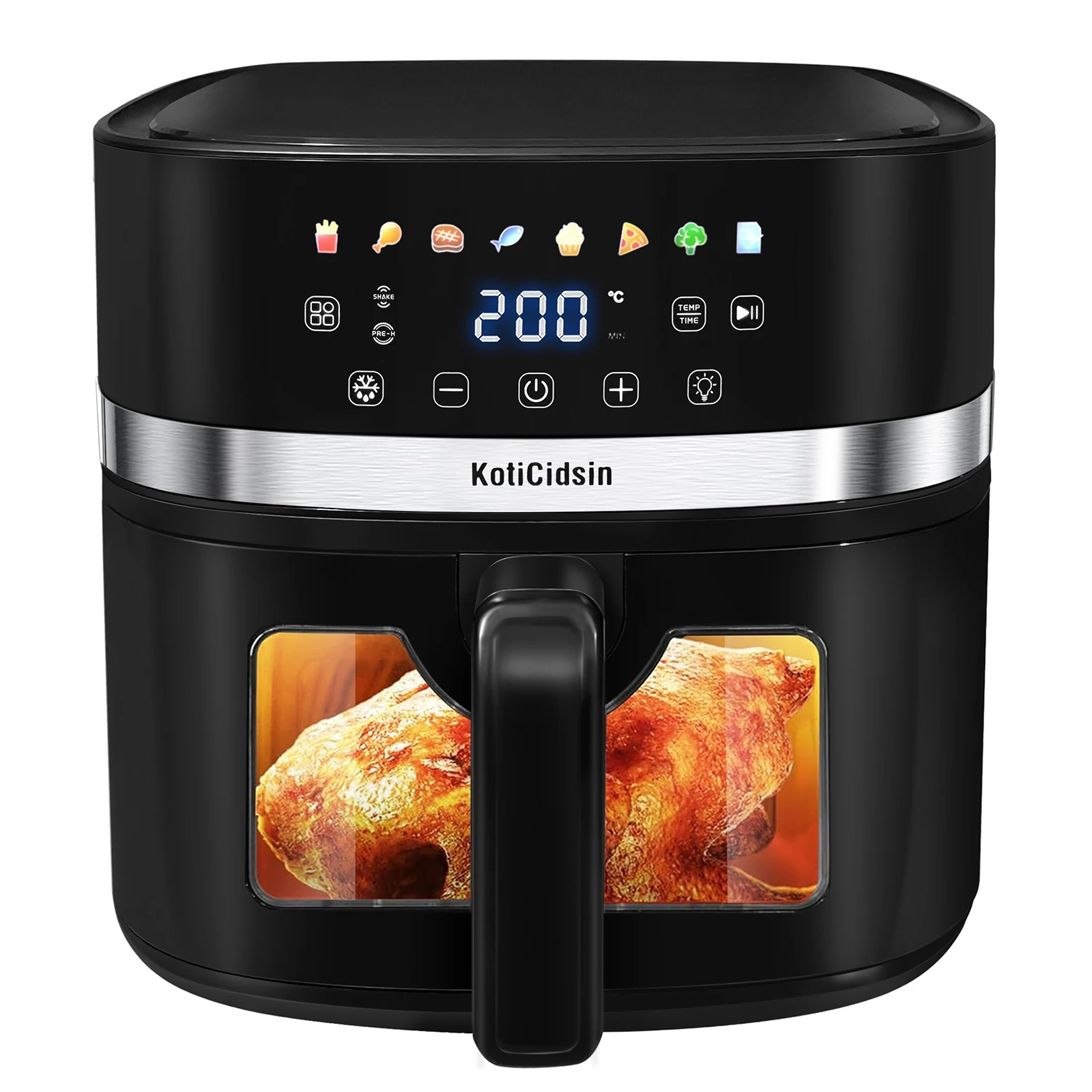 KotiCidsin Fryer Air 8,5 L met transparant venster en ingebouwde verlichting, LED-touchscreen