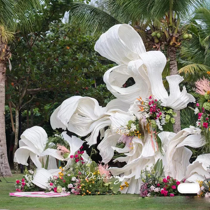 

Wedding Giant Paper Flower Hand Kneading Paper Art Modeling Ribbon Folds Beauty Sculpture Flower Large Wedding Background Flower