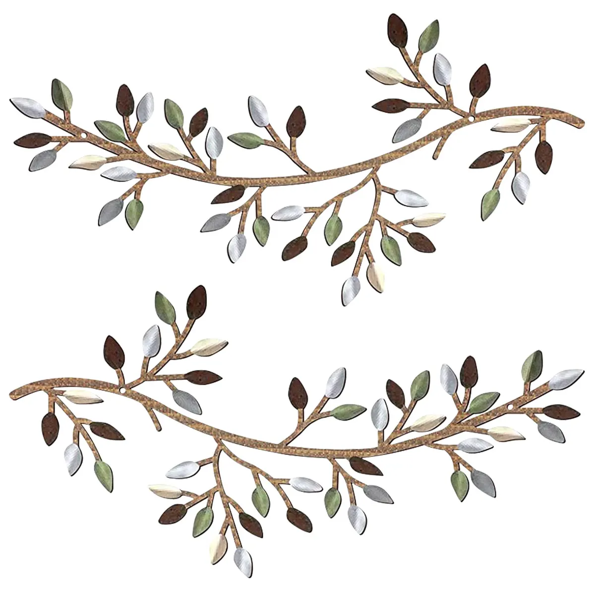 2Pcs Metal Tree Leaf Wall Decor Vine Olive Branch Leaf Wall Art Artistic Wall Hanging Sign Wall Sculpture Sturdy Home Decoration