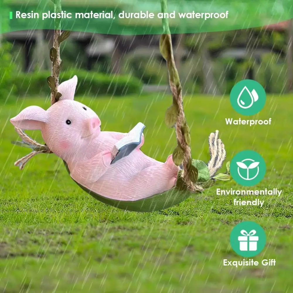 Resin Rabbit Swinging Garden Decoration Waterproof Pendant Rabbit Swing Miniature Figures Tree Animals Hand Made