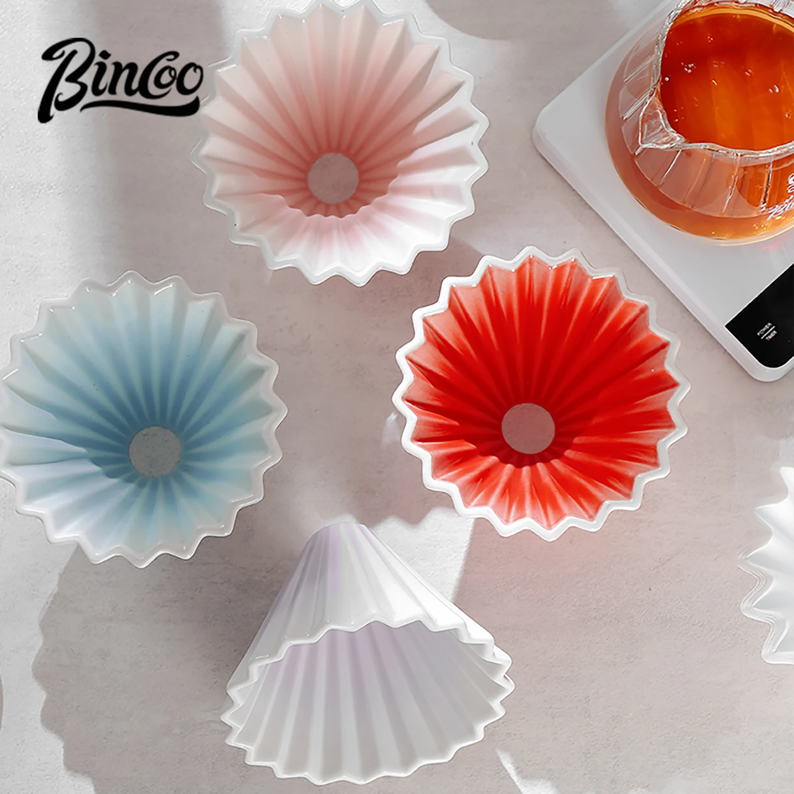 Bincoo Professional Ceramic Origami Coffee Dripper Color Choices Available Free Paper Filters Included Perfect for Pour Over