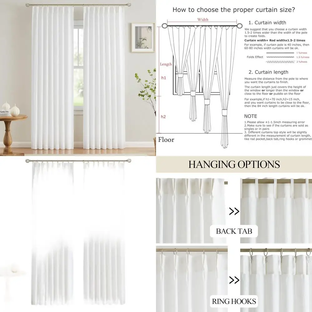 

Текстурированные полупрозрачные шторы с плиссировкой, длина 95 дюймов, смесовая ткань из вискозы, 2 панели, ширина 40 дюймов.