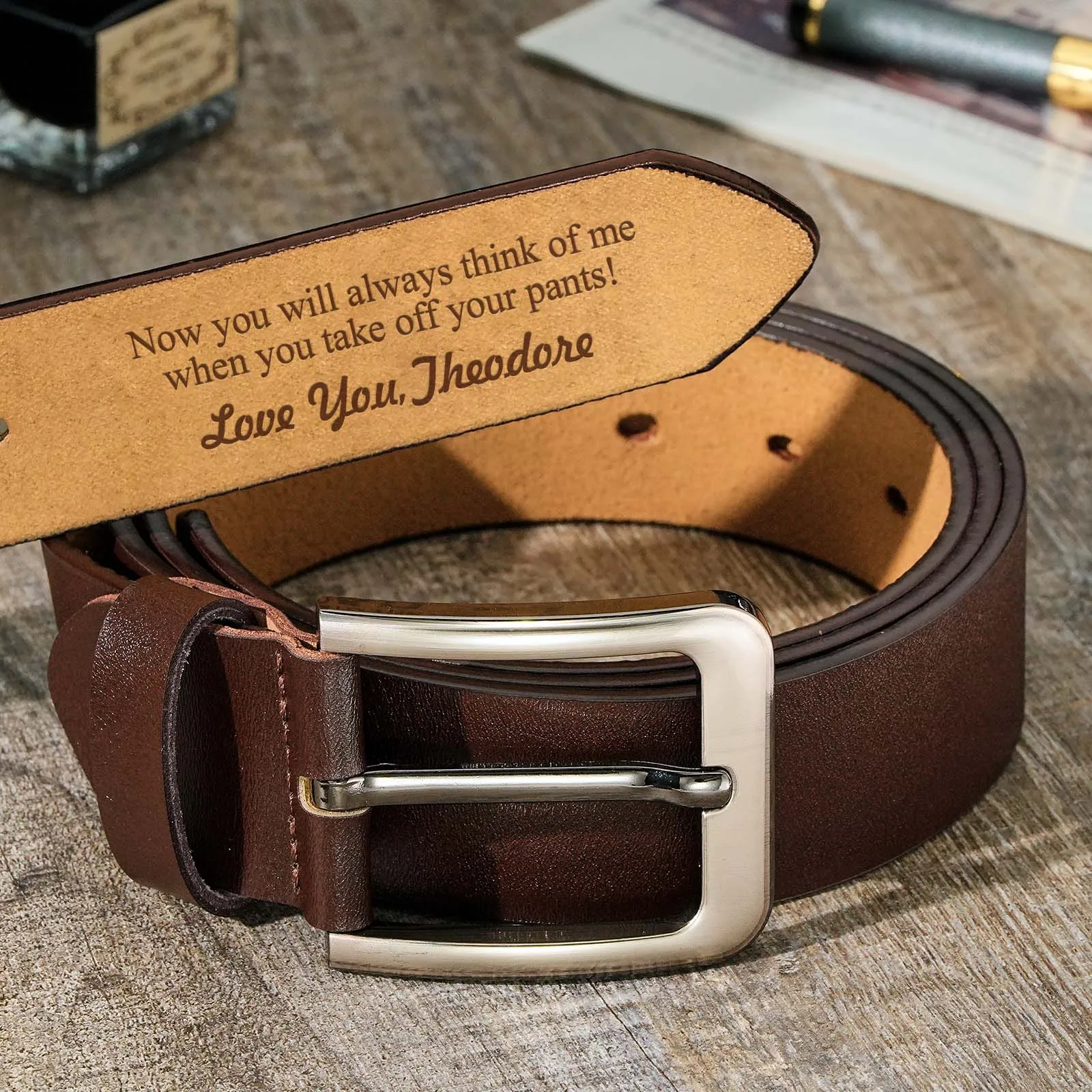 Engraved Name Text Men's Belt Personalized Leather Belts Custom Gifts for Men Dad Fathers Day Gift Plus Size 150 160 170cm