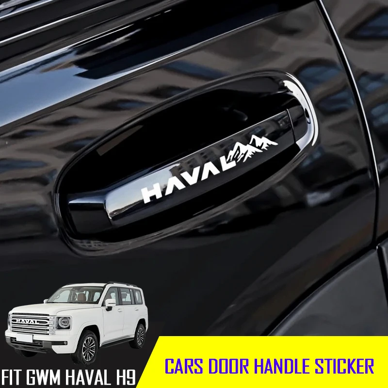 

Auto Door Handle Letter Snow Mountain Reflective Protective Sticker Fit for GWM Haval H9 2024-2025 Car Exterior Decorative Part