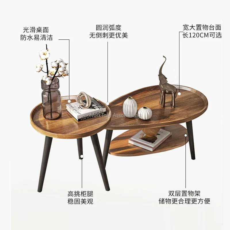 Small coffee round table small apartment bedroom bedside table living room balcony sofa side