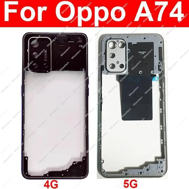 Middle Housing For OPPO A74 4G A74 5G Middle Frame Bezel Cover with NFC Side Button Camera Lens Frame Parts