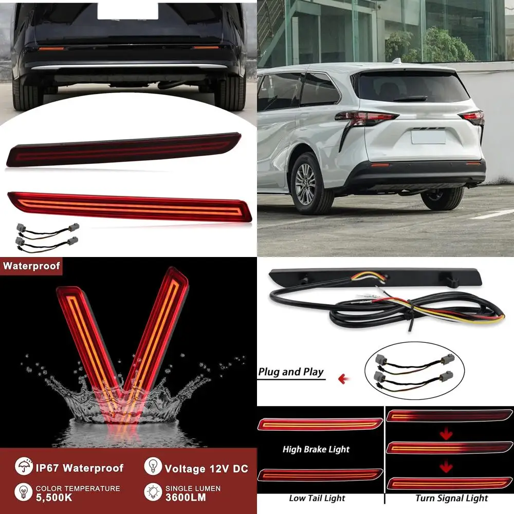 

Toyota Sienna 2021-2022 LED Rear Bumper Reflector, Fog Light, Brake, Tail, Turn Signal Lamp - Red (LEX, LEX SE, Limited, Platinu