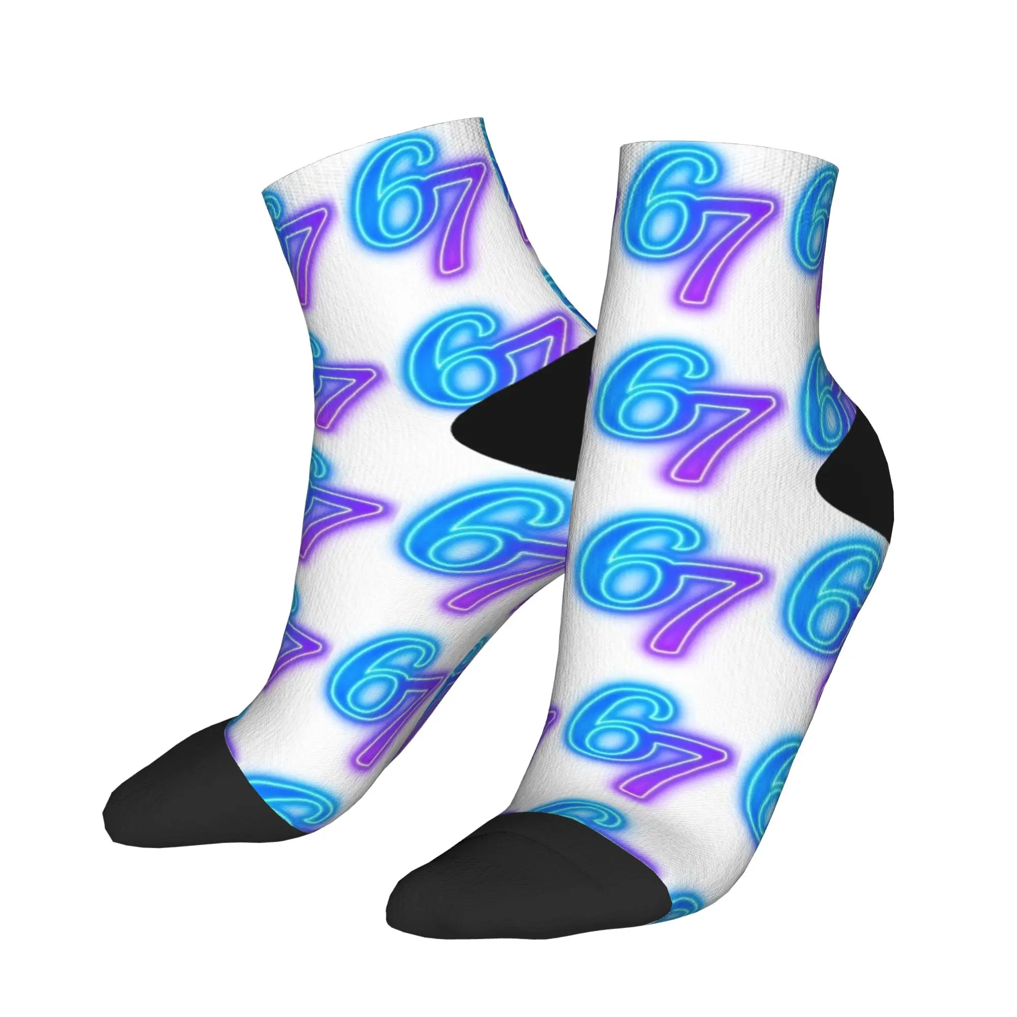 

Женские и мужские повседневные носки 67, неоновые забавные, Six Seven Meme, противоскользящие качественные мягкие носки, летние носки для бега с дизайном Харадзюку