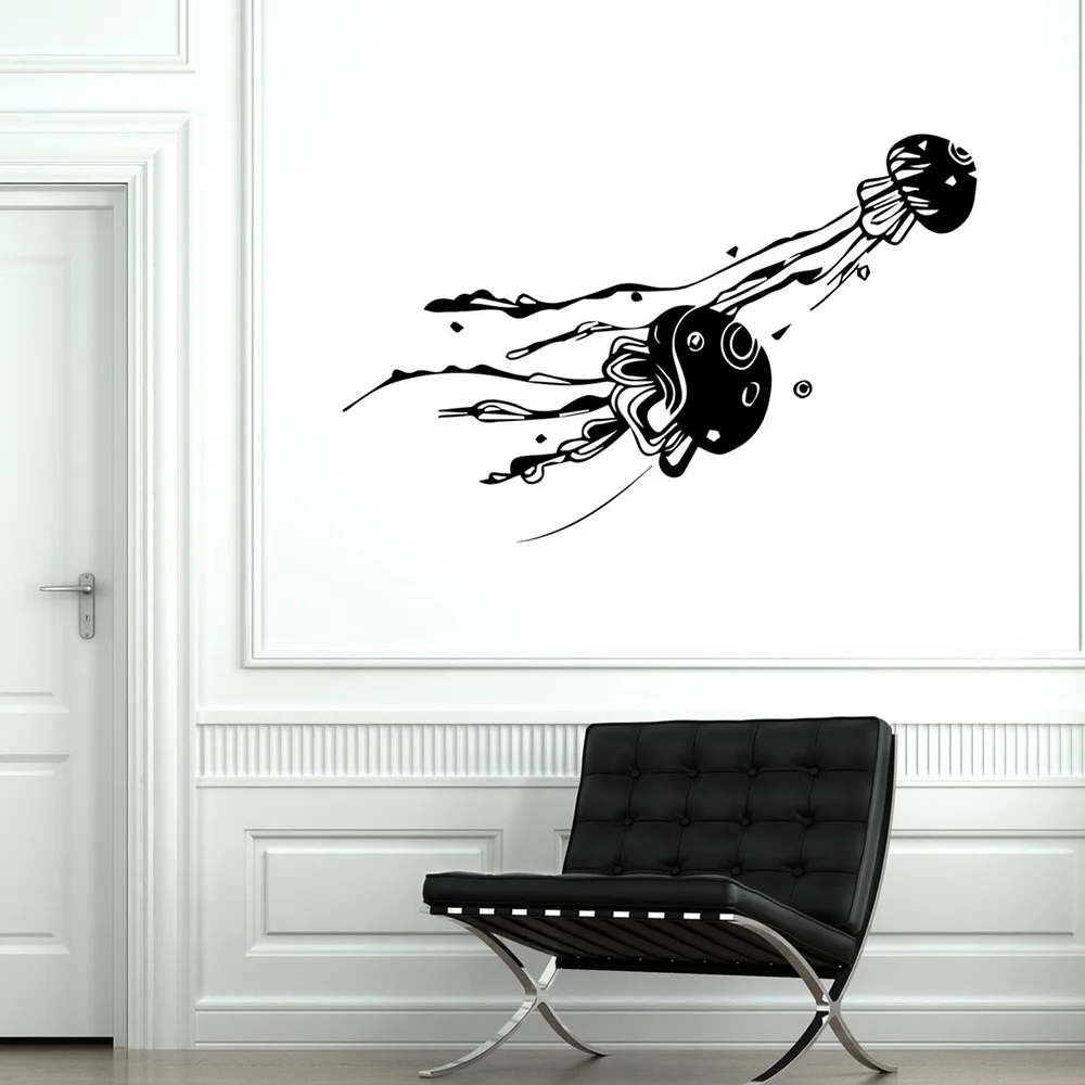 Vinyl Wall Decal Jellyfish Ocean Sea Ornament Tribal Wall Stickers for Home Bathroom Decoration Mural Removable Decals A390