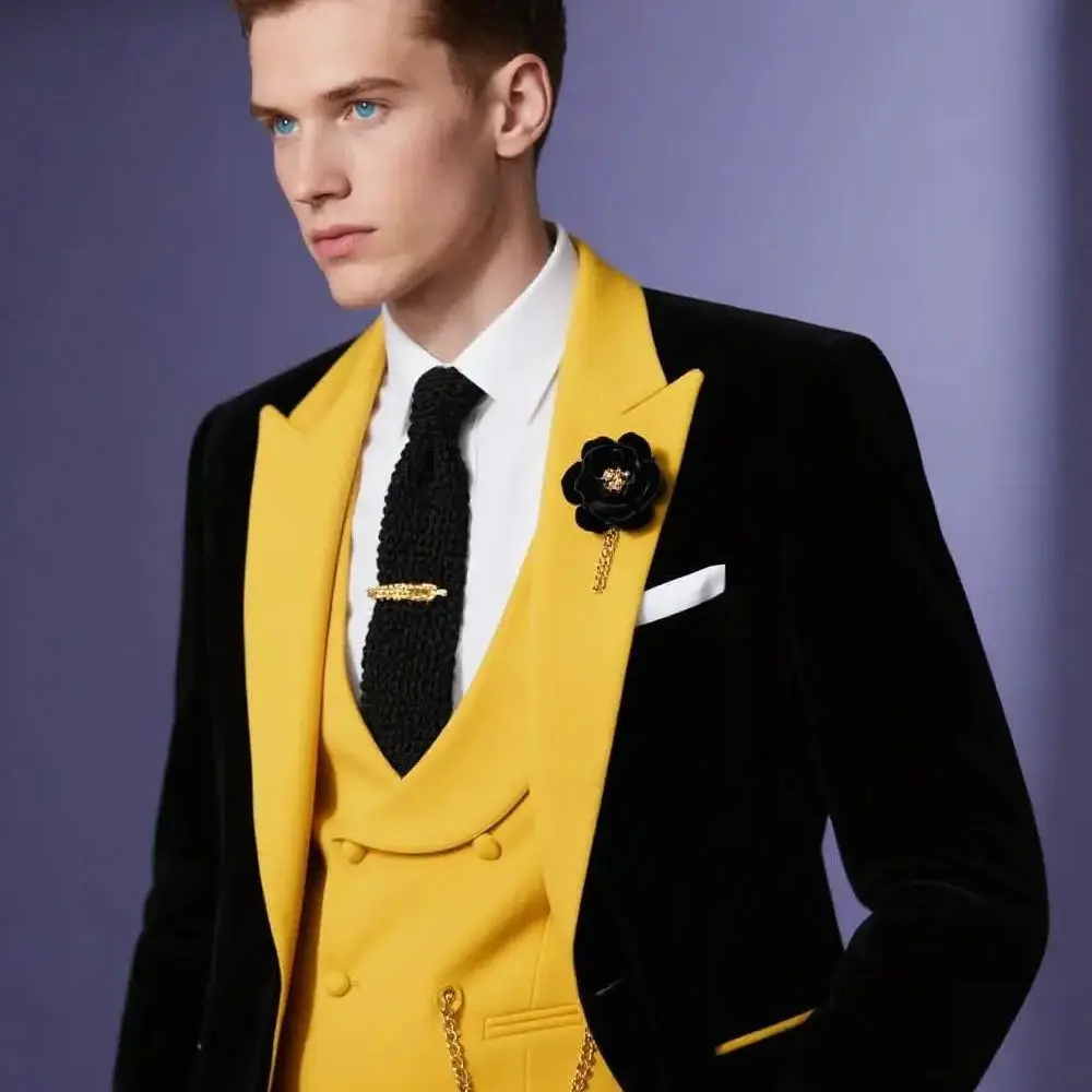 

Мужской костюм Slim Fit из трех предметов - формальный деловой смокинг жениха для свадебной вечеринки, выпускного вечера, включает куртку, жилет, брюки