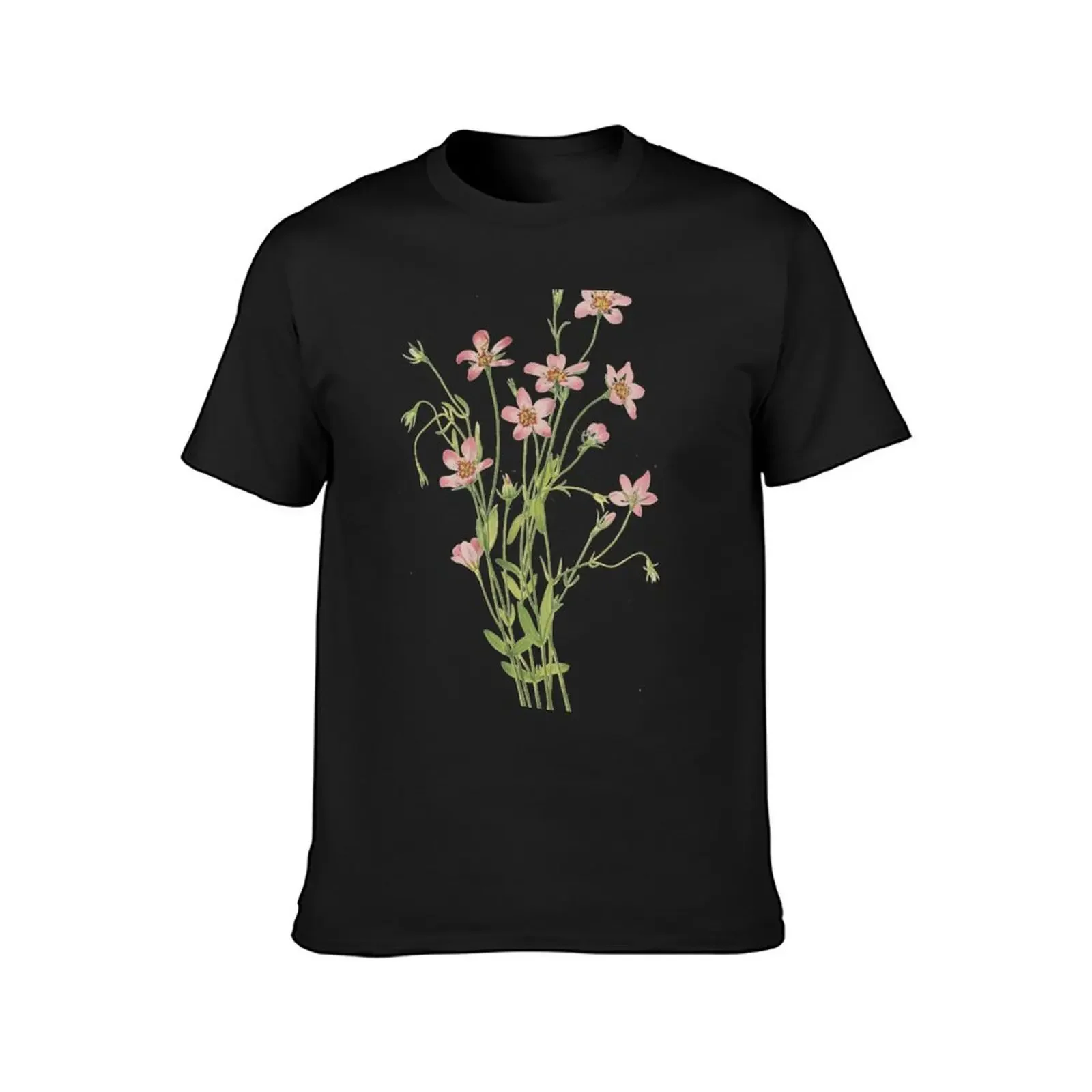 Vintage Botanical Flower Art - Salt-marsh pink - Rose-gentian - Sabatia stellaris T-Shirt