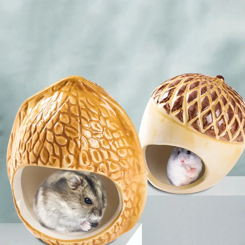 

1Pc Cute Ceramic Hamster Cage Small Pet Ceramic House Sleeping Nest Pet Bed Rat HamsterToys Cage House Accessories Easy to clean