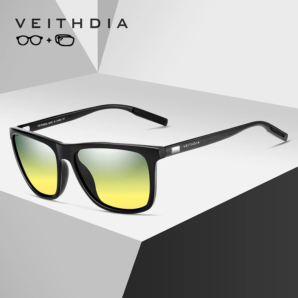VEITHDIA Customize Prescription HD Polarized UV400 protection Alloy Men glasses Photochromic Myopia Sunglasses Eyewear P06108