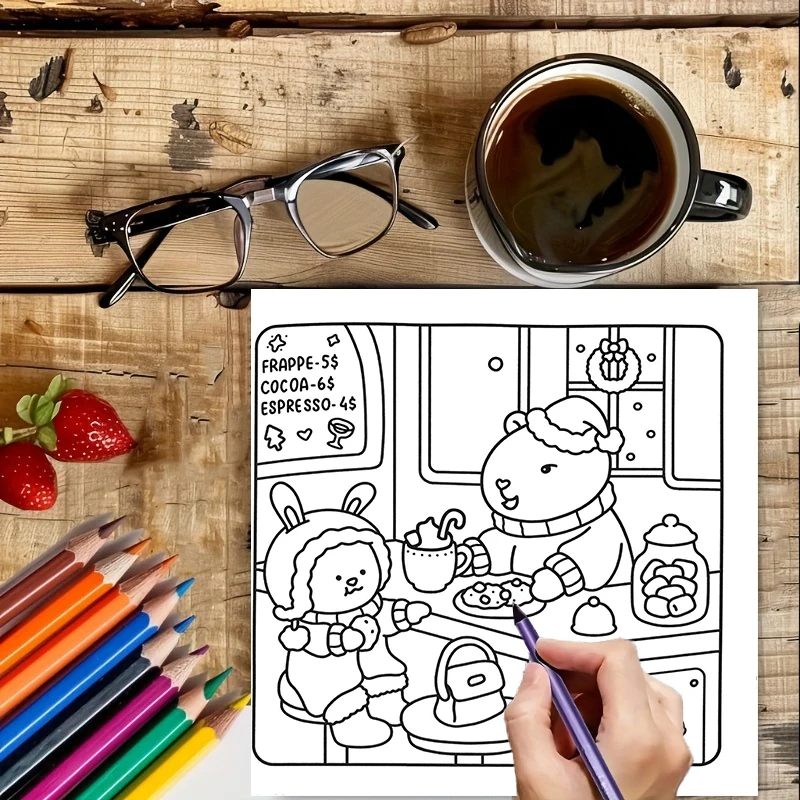 Libro para colorear de estilo navideño borroso de 28 páginas para relajar el estrés |   Libro para colorear con reducción de estrés para relajarse y obsequios