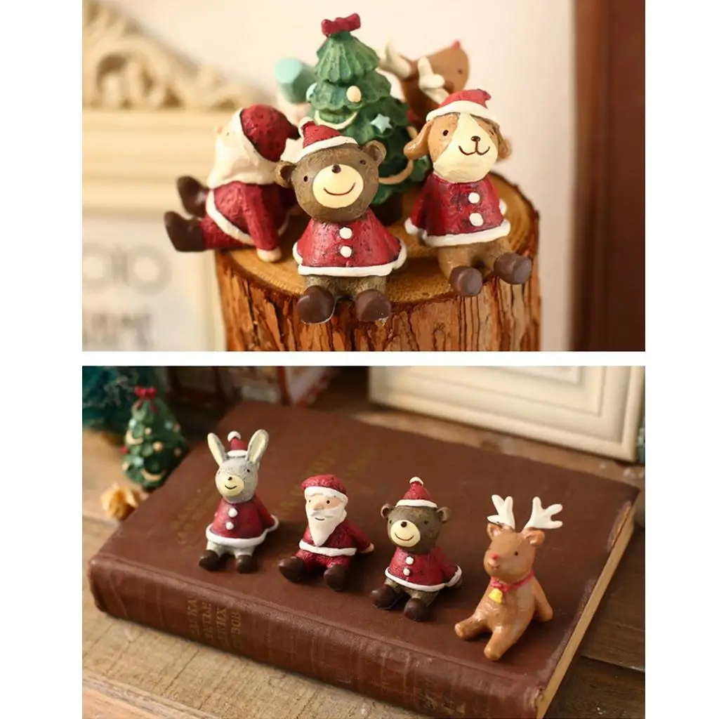 

Набор из 10 миниатюрных рождественских украшений ручной работы, поделки из дерева и снеговика