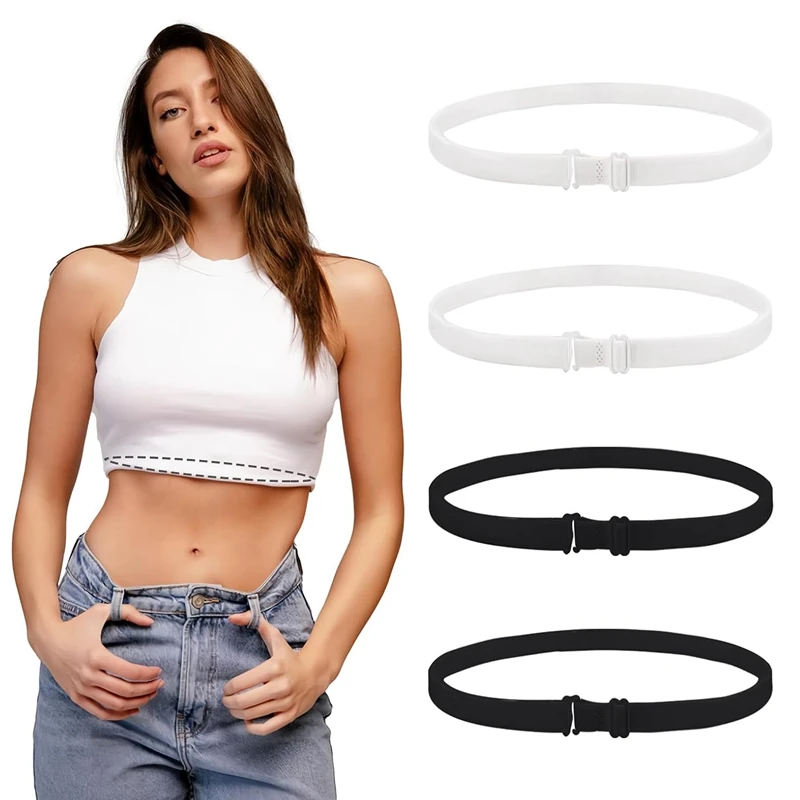 4 PCS Crop Adjustable Band Set Crop Tool For Shirt, Crop Band Kit For Tucking Shirts, Elastic Belts For Women Tops, Shirt Band