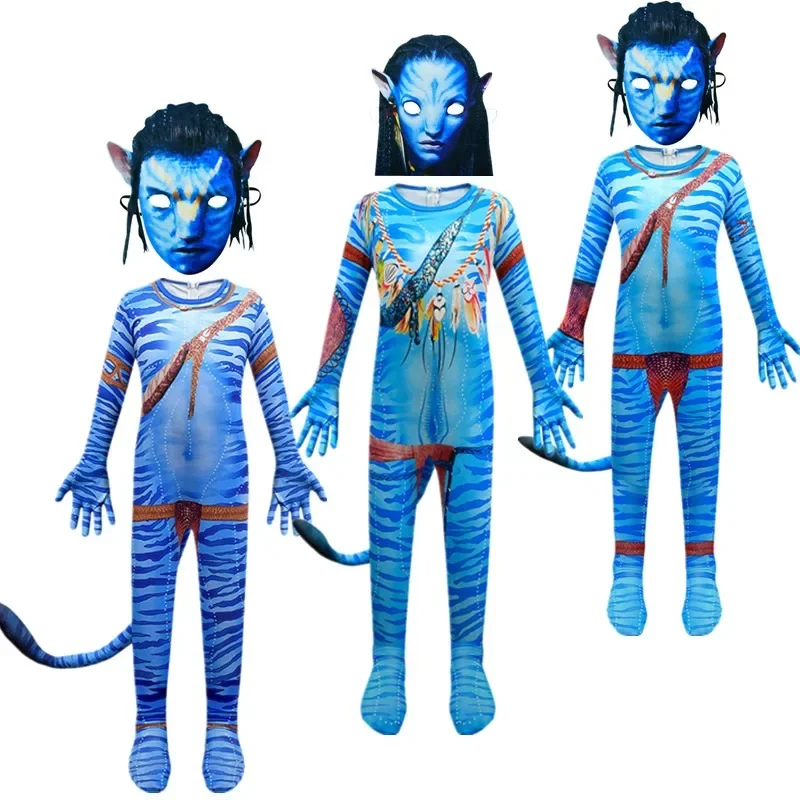 Kids The Way of Water Alien Cosplay 3D Jumpsuit Boys Girls A-Avataring Cosplay Costume carnival Halloween Zenti Party Bodysuit