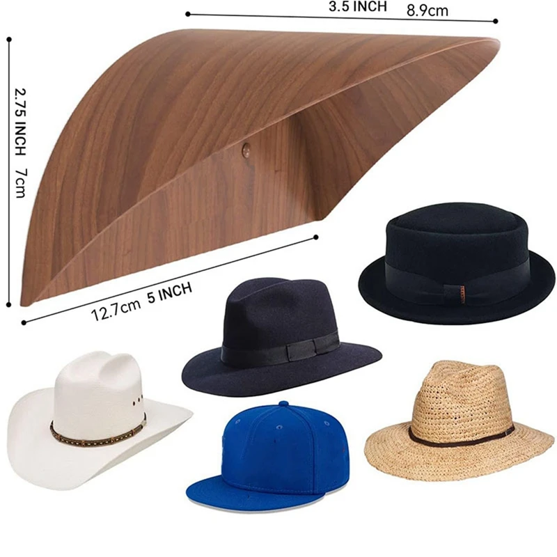 2 Pieces Cowboy Hat Holder Wood Design Hat Organizer Cowboy Hat Rack for Display and Organization Retail