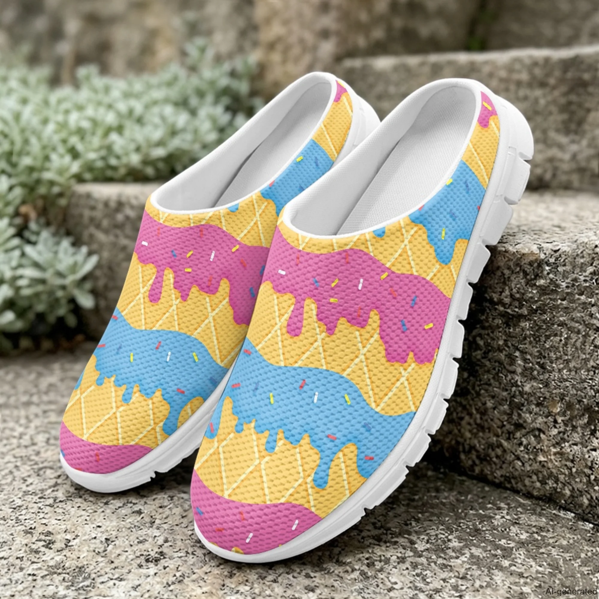 XIXIRIMIDO Women's Slippers Nurse Shoes Women's Sandals Ice Cream Print Sapatos Femininos Elegante Man Shoes Chinelo 35-48