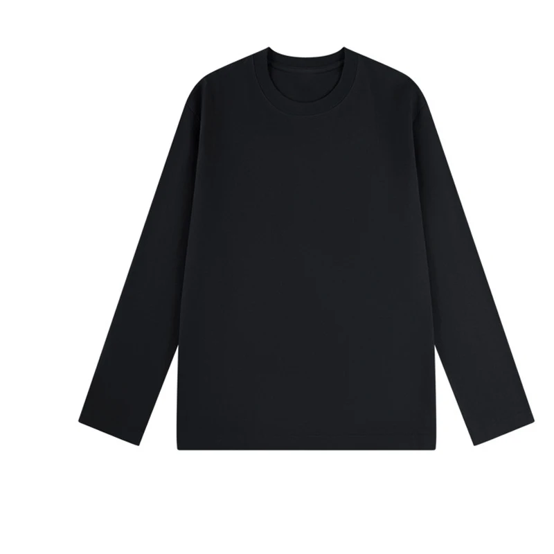 

Autumn and winter new arrive combed cotton white long sleeved T-shirt round neck regular solid color base shirt women's tops