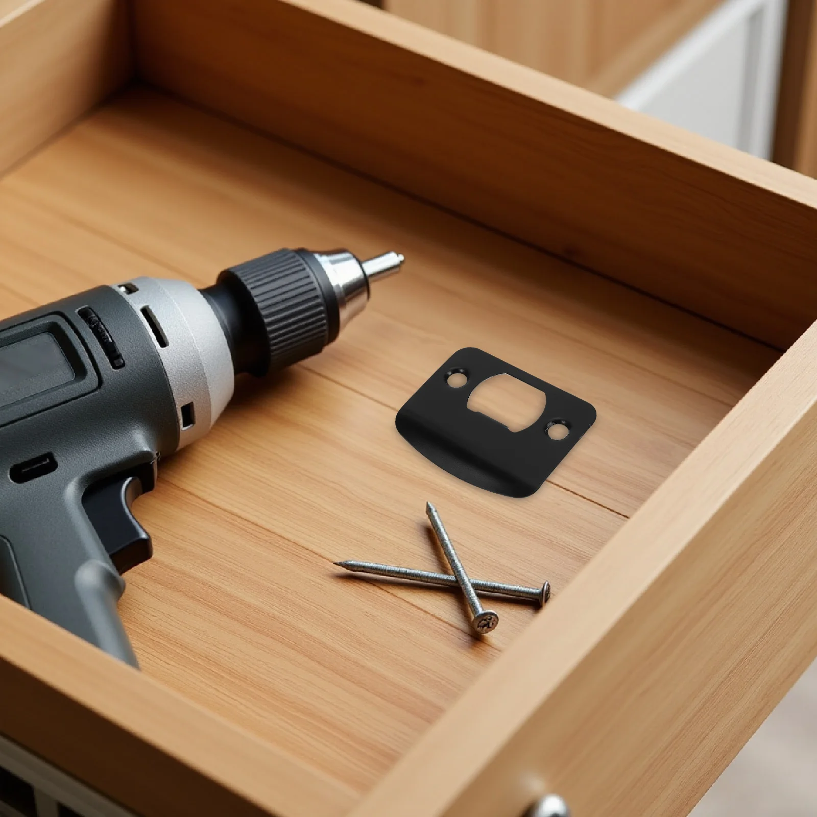 

4Pcs Door Latch Replacement Plate Black Deadbolt Strike Hardware Smooth Operation Reinforced Door Frame Security