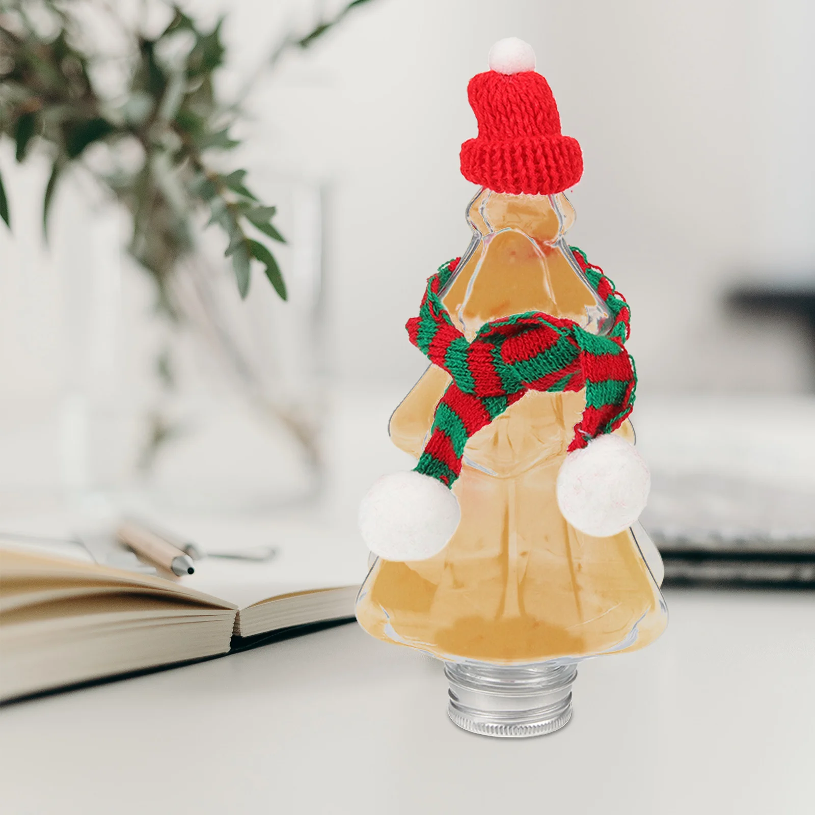 

6Set Xmas Tree Shape Bottles Reusable Milk Tea Containers Transparent Sealing Juice Bottles for Party Decor Juice Container