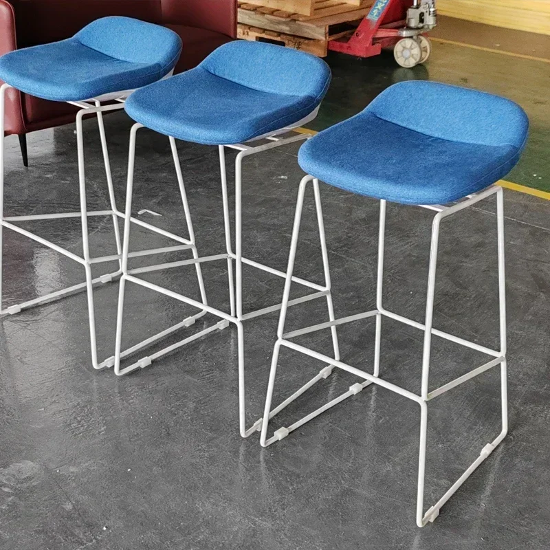 

l Modern velvet fabric commercial bar chair Hotel reception kitchen bar stool series Iron art bar counter stool