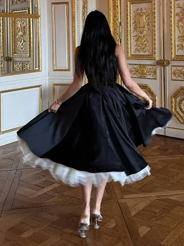 Imagen 2 del producto Vestidos de fiesta largos de retazos de encaje elegante, vestido Vintage con cuello cuadrado y espalda descubierta sin mangas, Vestidos de noche de línea A para mujer 2025