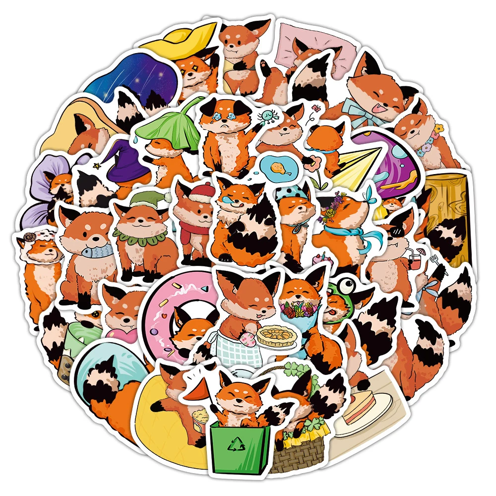 10/30/60 Stuks Kawaii Kleine Vos Dieren Stickers Schattige Cartoon Sticker Decoratieve Koelkast Computer Gitaar Waterdichte Graffiti Stickers