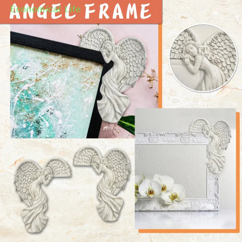 Door Frame Angel Wing Sculpture Simulation Retro Wall Decoration Frame Angel For Home Bedroom Living Room