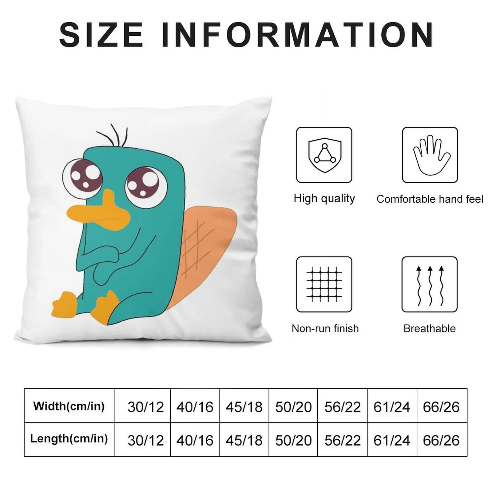 Baby Perry The Platypus Throw Pillow sleeping pillows bed pillows pillows decor home Plaid Sofa pillow