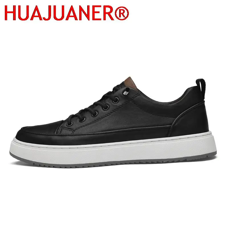 2023 New Men Genuine Leather Casual Shoes Fashion Leather Flat Shoes Sneakers Fashion Little White Shoes Sneakers