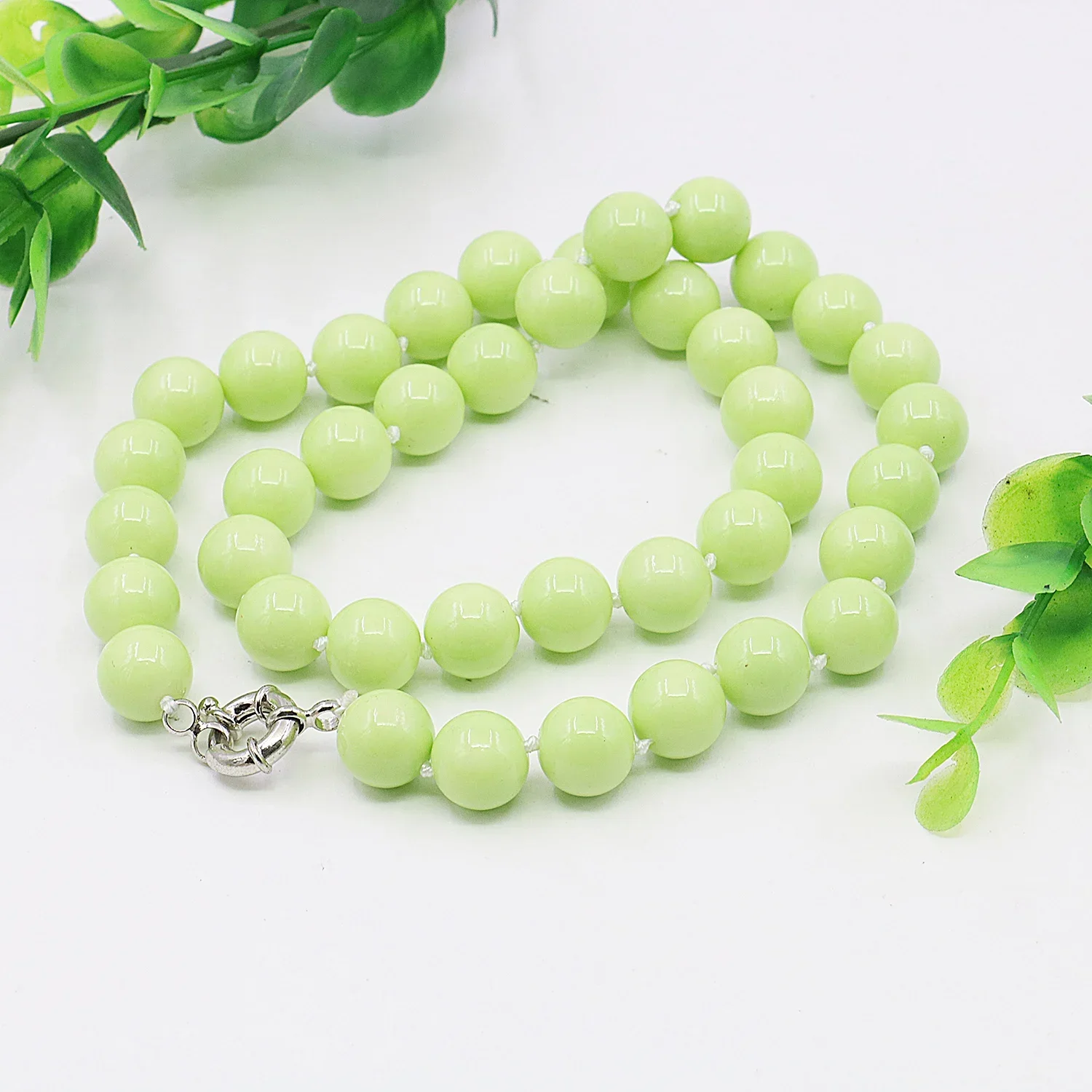 8/10/12/mm Natural Green Shell Round Bead Pearl Necklace/Earring Set,Classic button,Women\'s Party Gift DIY Jewelry Making/design