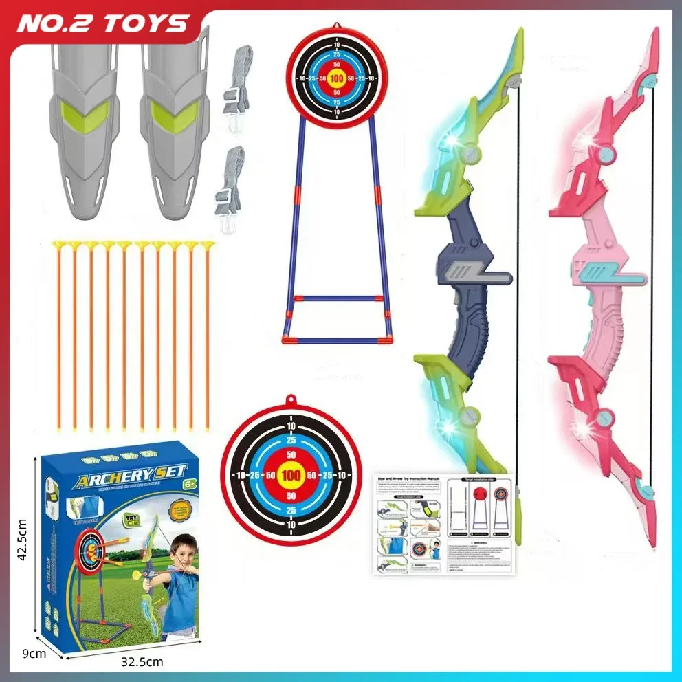 

Bow and Arrow Sets with Target Sucker Arrows Kids Luminous Archery Multiplayer Competition Outdoor Shooting Practice Toys Gift