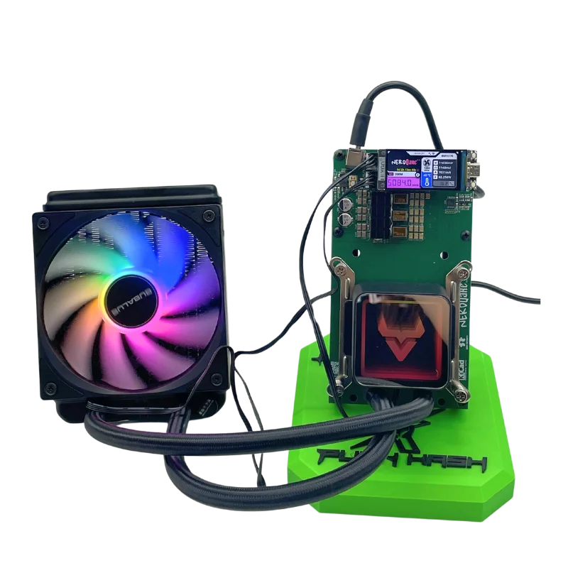 Hydro Cooling Bitaxe NerdQaxe++ ASIC Miner – 4.8TH/s NerdQAxe+ + Refrigeração a água com todos os tipos de plug NerdQAxe