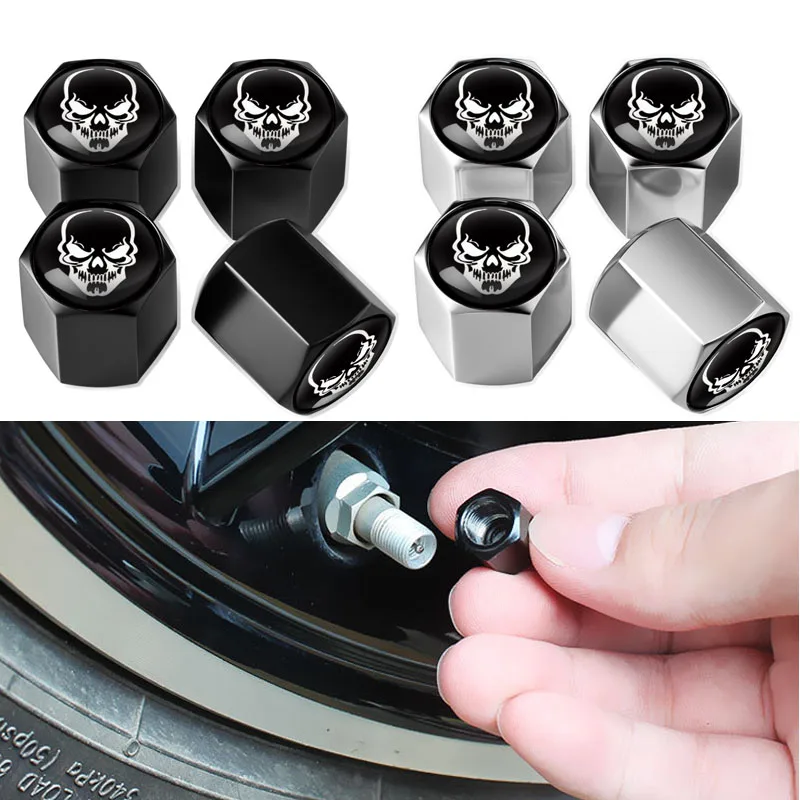 

4PCS Automobile Tire Valve Cap Metal Dust-proof and Waterproof Automobile Decorative Cap Modification General Valve Core Cover